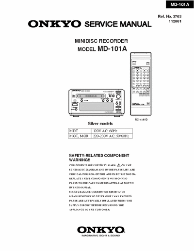 ONKYO MD101A Minidisc Recorder